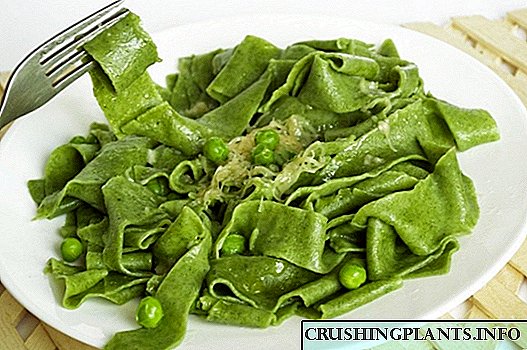 Tuisgemaakte pasta met spinasie en groen ertjiesous