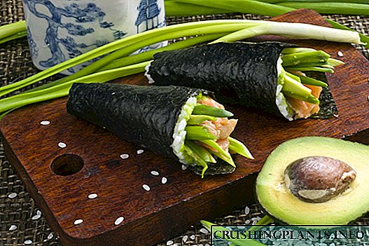 Temaki sushi nrog avocado thiab trout