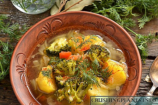 Ang masarap na sup na sopas na may patatas at brokuli.
